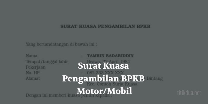 Detail Surat Kuasa Untuk Pengambilan Bpkb Nomer 33