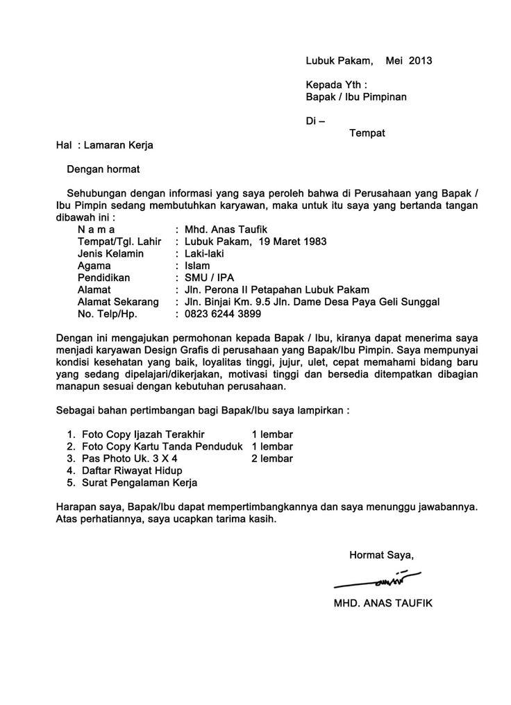 Detail Surat Lamaran Bahasa Indonesia Nomer 13