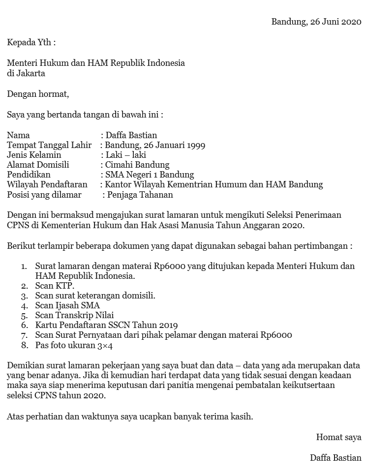 Detail Surat Lamaran Bahasa Indonesia Nomer 43