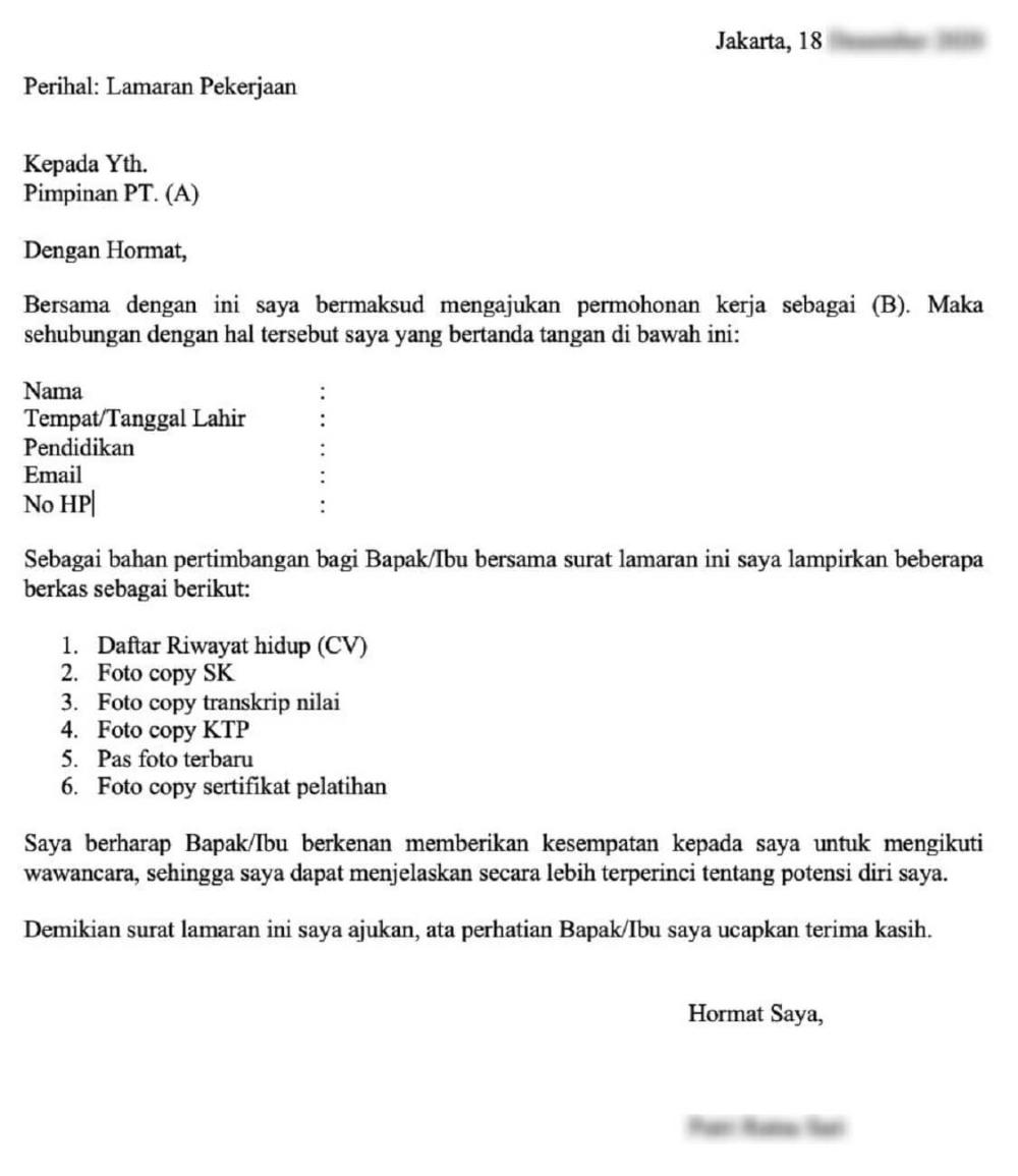 Detail Surat Lamaran Kerja Adalah Nomer 9