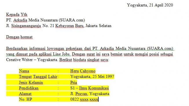 Detail Surat Lamaran Kerja Adalah Nomer 35