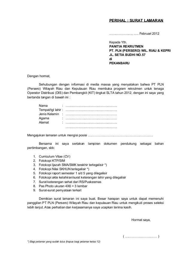 Detail Surat Lamaran Kerja Bahasa Indonesia Kelas 12 Nomer 9