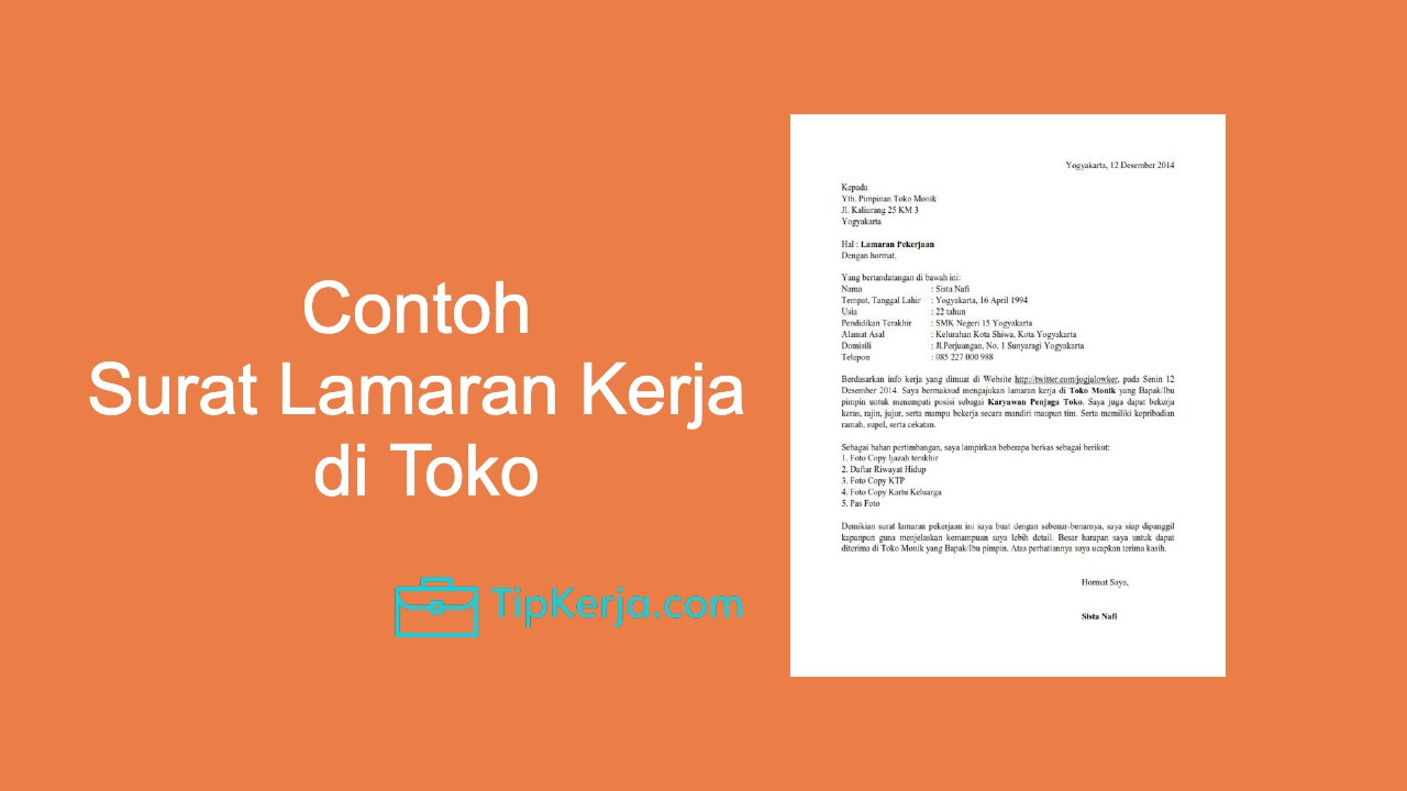 Detail Surat Lamaran Kerja Untuk Toko Nomer 12