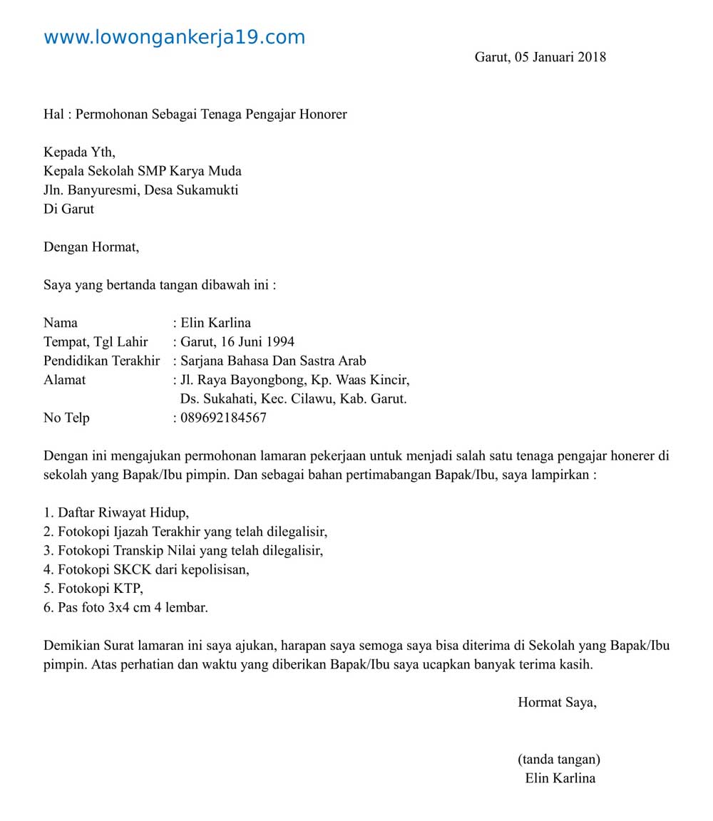 Detail Surat Lamaran Kerja Untuk Toko Nomer 34