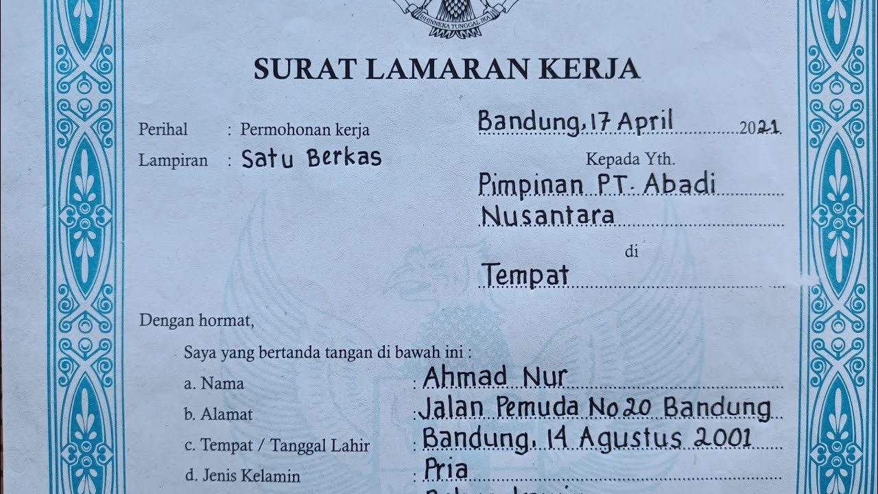 Detail Surat Lamaran Pekerjaan Adalah Nomer 19