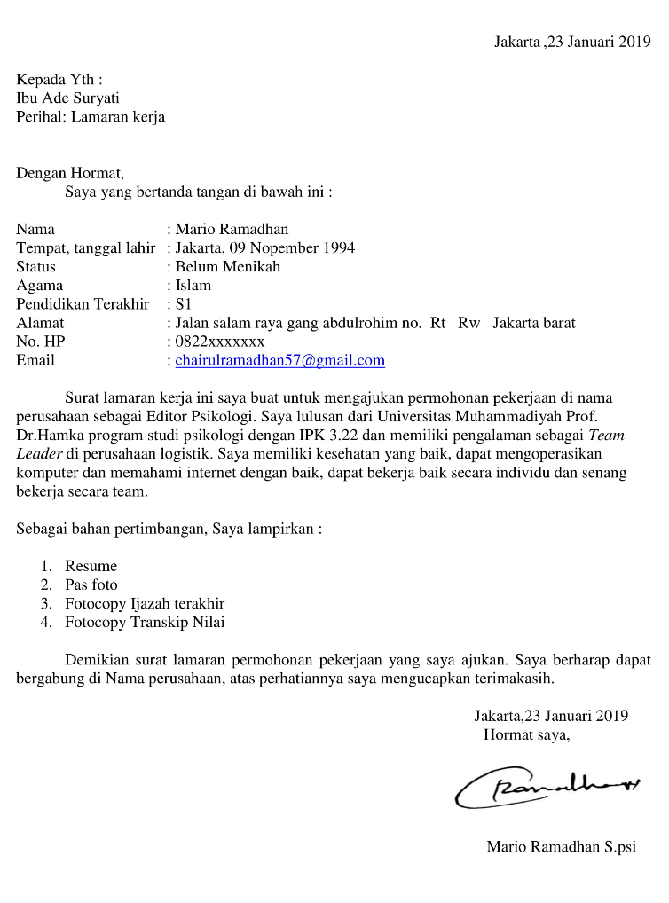 Detail Surat Lamaran Pekerjaan Online Nomer 2