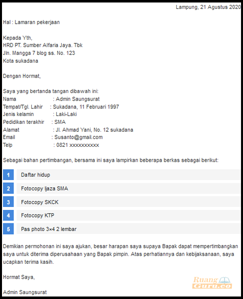 Detail Surat Lamaran Untuk Alfamart Nomer 20