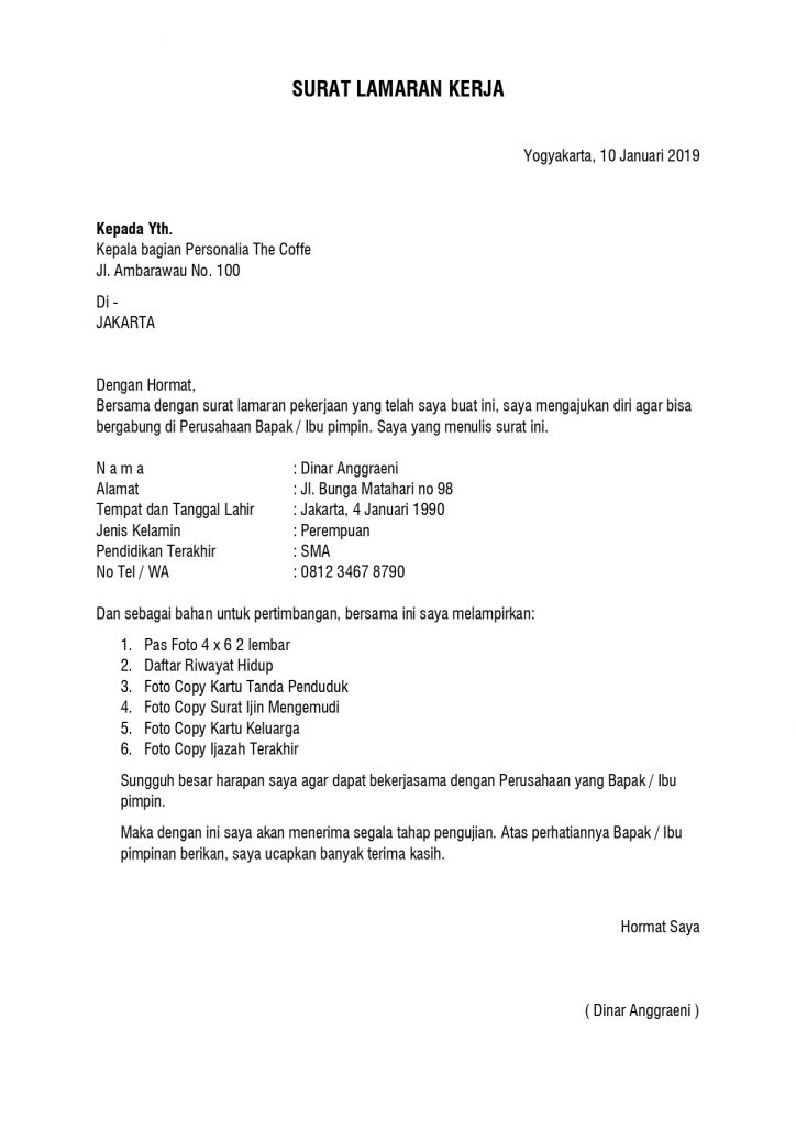 Detail Surat Lamaran Untuk Alfamart Nomer 39