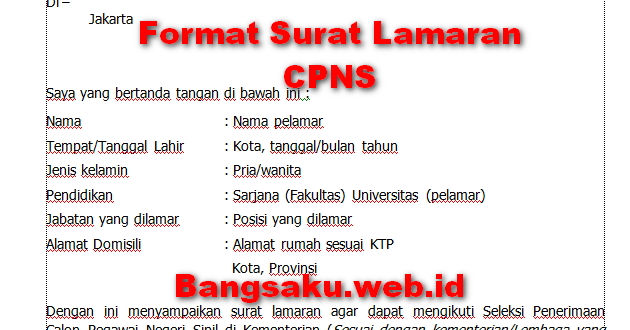 Detail Surat Lamaran Untuk Pns Nomer 30