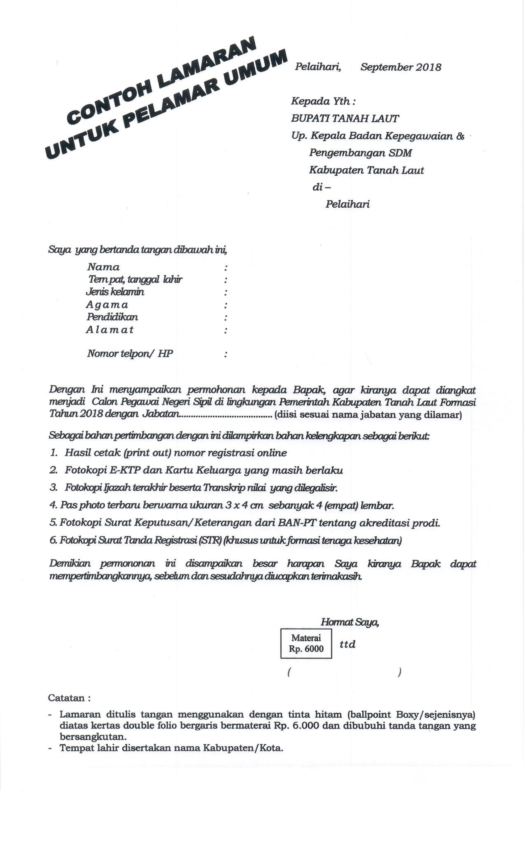 Detail Surat Lamaran Untuk Pns Nomer 34