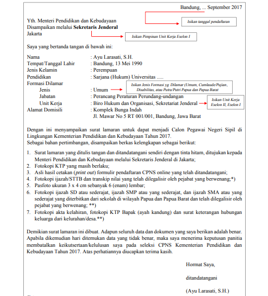 Detail Surat Lamaran Untuk Pns Nomer 40