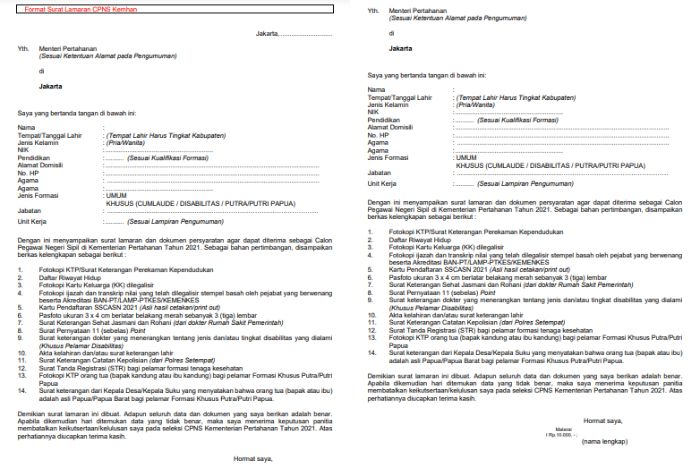 Detail Surat Lamaran Untuk Pns Nomer 44