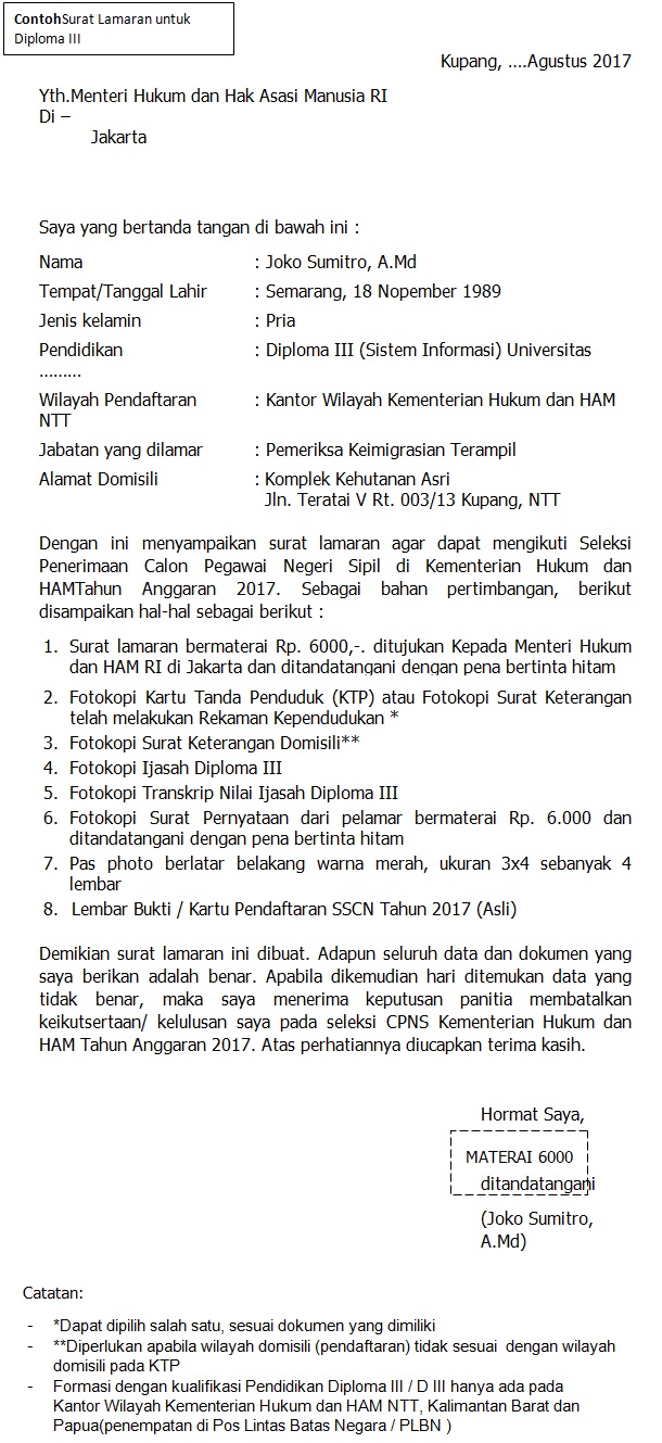 Detail Surat Lamaran Untuk Pns Nomer 48