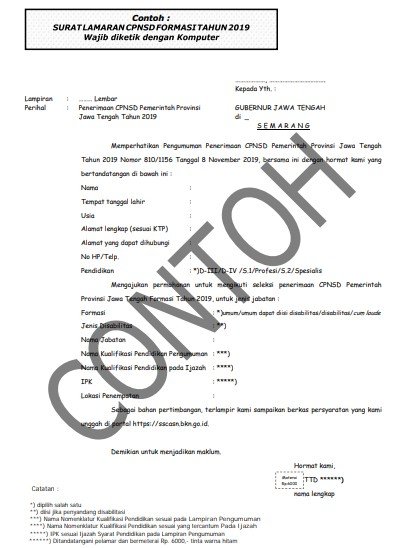 Detail Surat Lamaran Untuk Pns Nomer 52