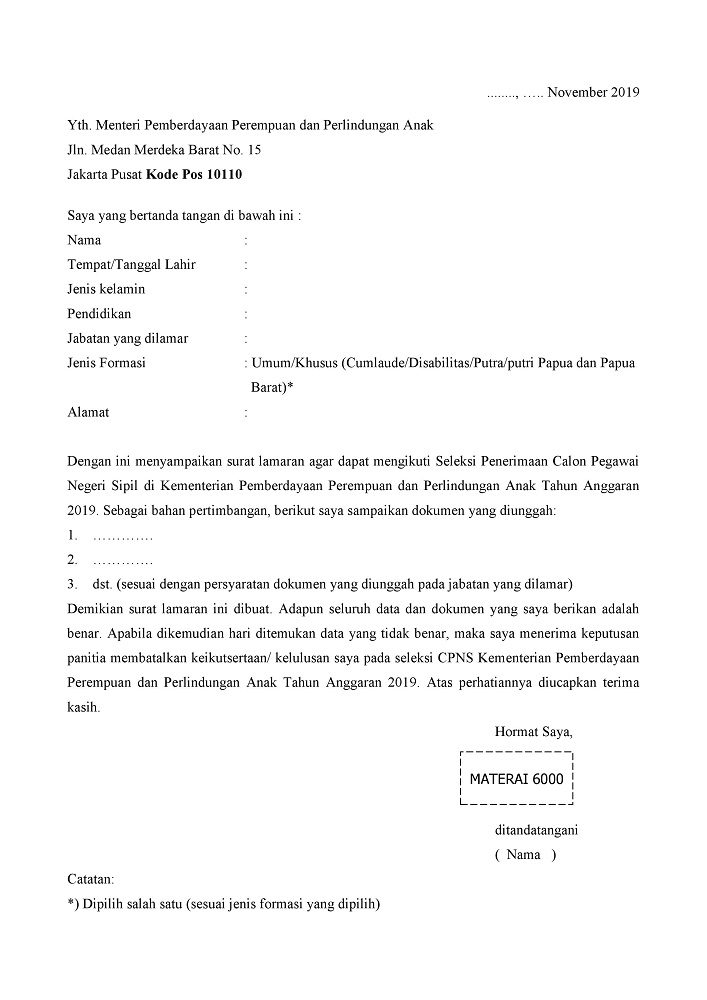 Detail Surat Lamaran Untuk Pns Nomer 8