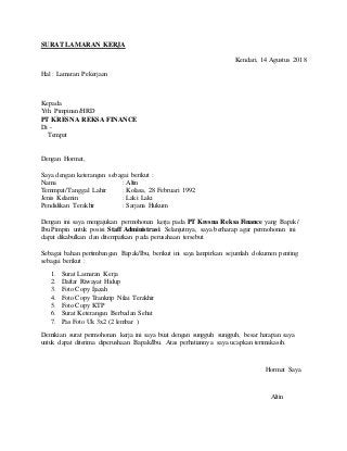 Surat Lamaran Untuk Pt - KibrisPDR