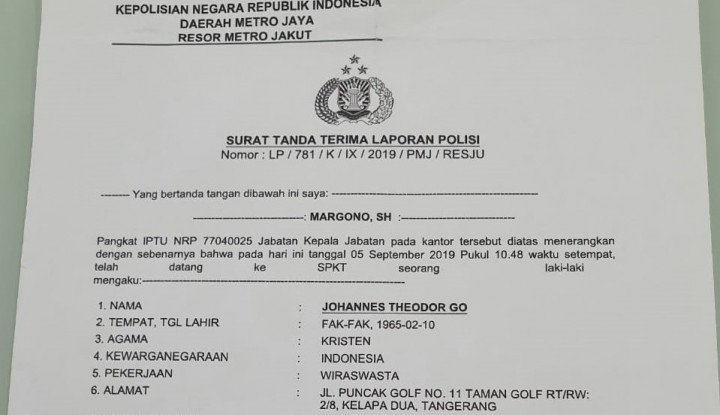 Detail Surat Laporan Polisi Penipuan Online Nomer 19