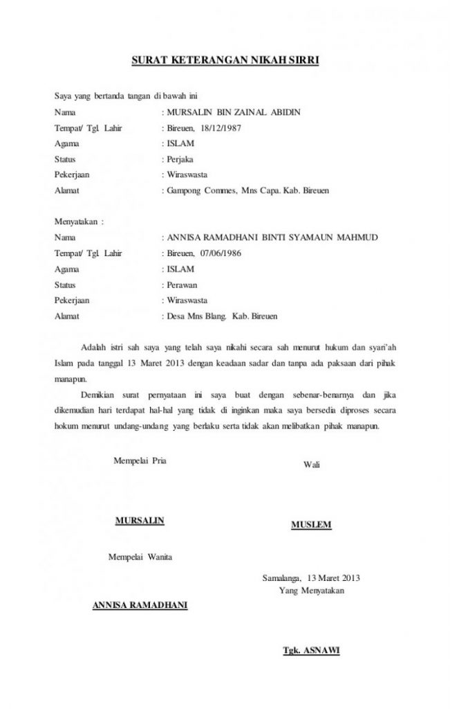 Detail Surat Nikah Sementara Nomer 14