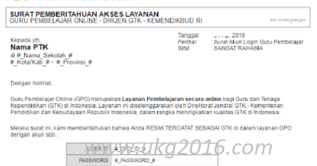 Detail Surat Pemberitahuan Akses Layanan Guru Pembelajaran Online Nomer 4