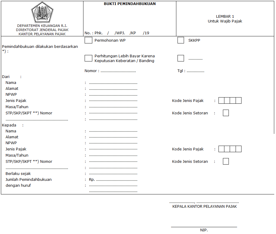 Detail Surat Pemindahbukuan Pajak Nomer 26