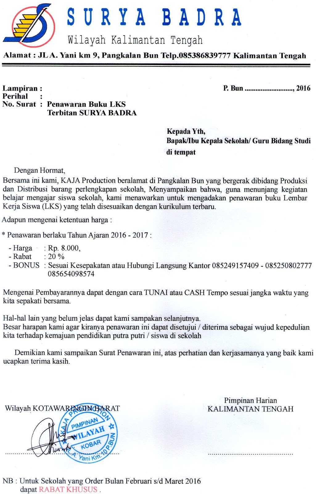 Detail Surat Penawaran Buku Nomer 13