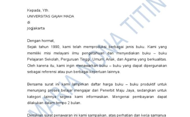 Detail Surat Penawaran Buku Nomer 45