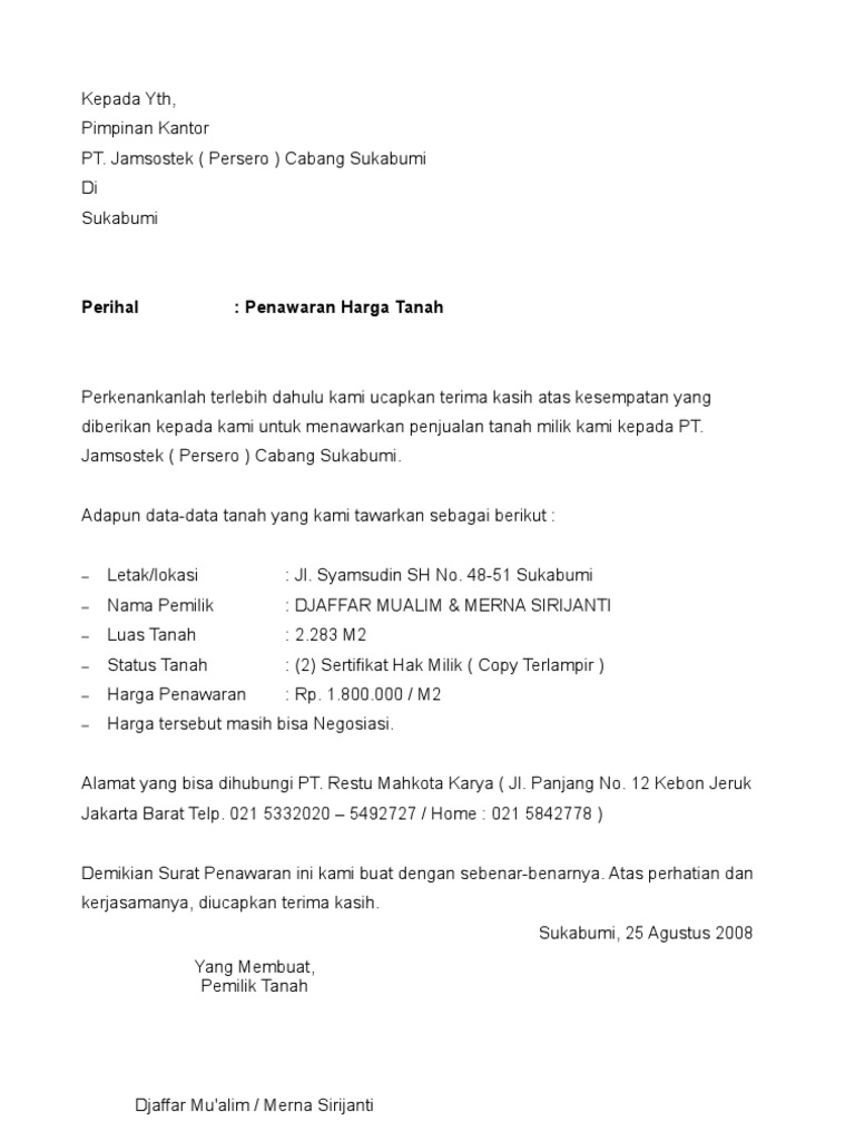 Detail Surat Penawaran Harga Nomer 23