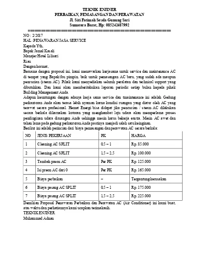 Detail Surat Penawaran Harga Doc Nomer 23