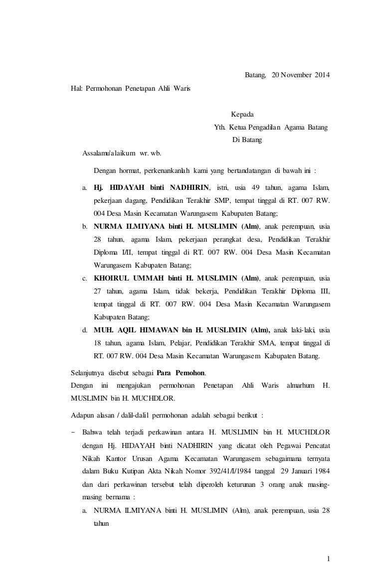 Detail Surat Penetapan Ahli Waris Nomer 7