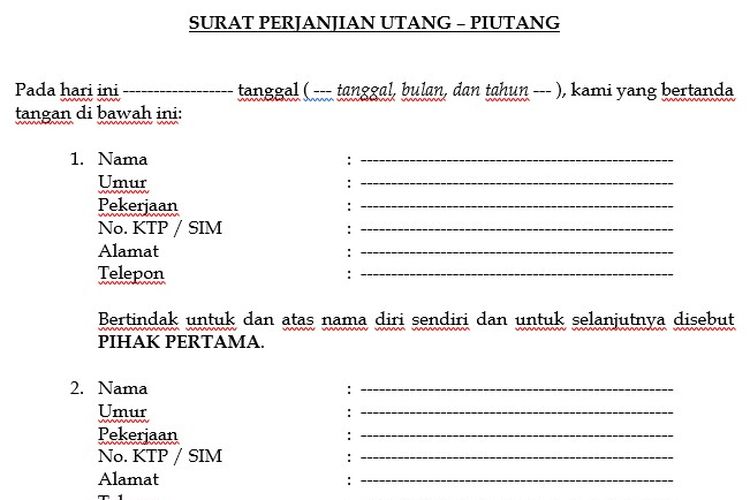 Detail Surat Pengakuan Hutang Adalah Nomer 35