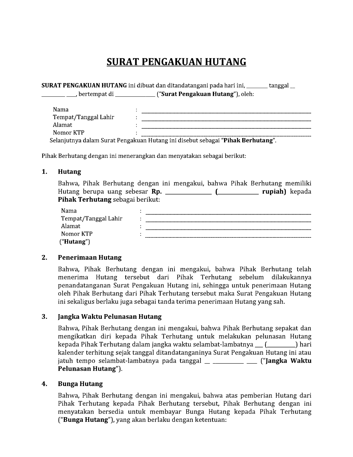 Detail Surat Pengakuan Hutang Adalah Nomer 7