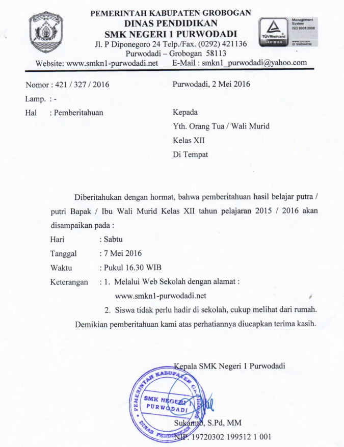 Detail Surat Pengumuman Adalah Nomer 3