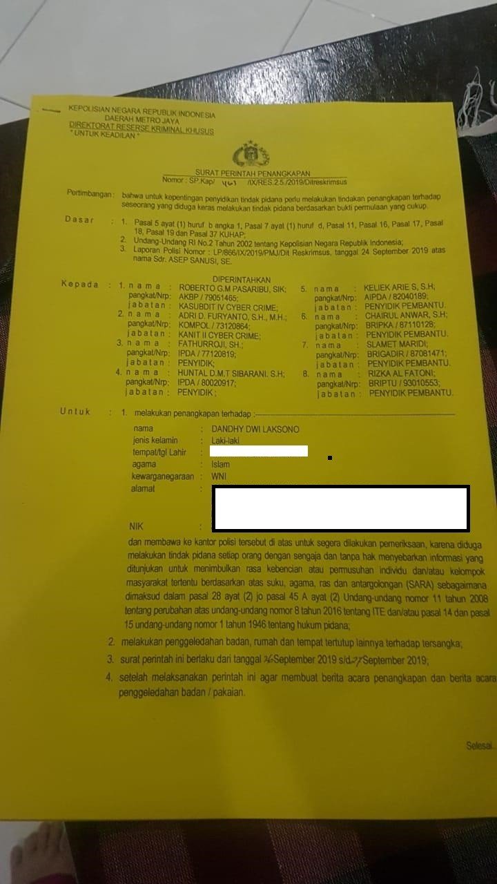 Detail Surat Perintah Penangkapan Nomer 28