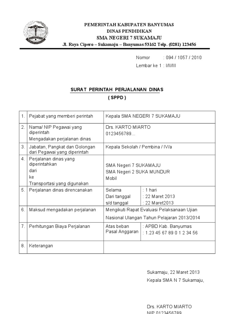 Detail Surat Perintah Perjalanan Dinas Adalah Nomer 25