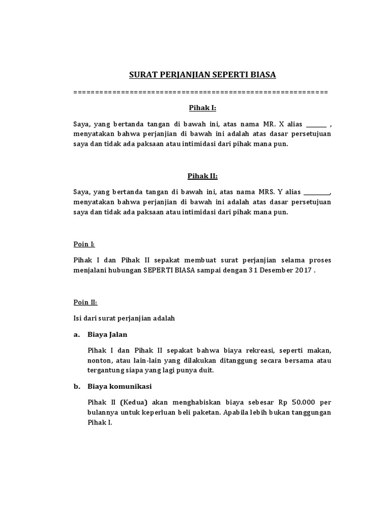 Detail Surat Perjanjian Pacaran Nomer 15