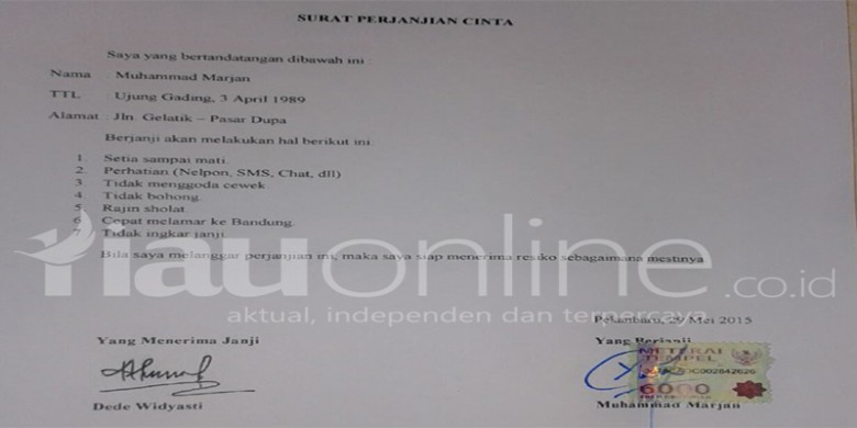 Detail Surat Perjanjian Pacaran Nomer 31