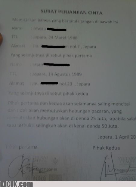 Detail Surat Perjanjian Pacaran Nomer 9