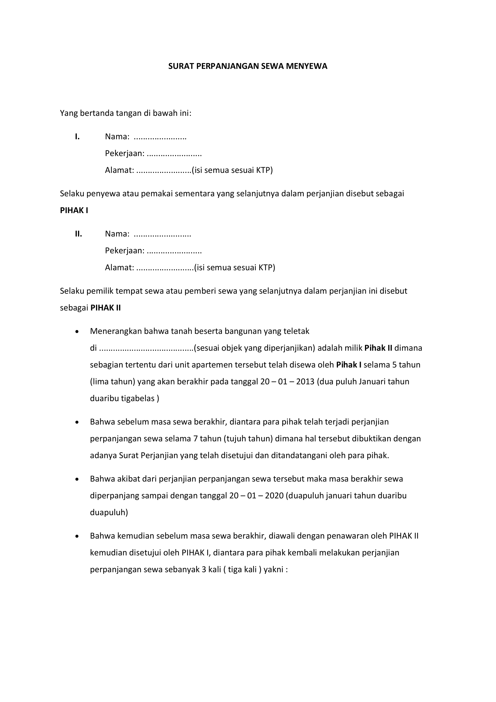 Detail Surat Perjanjian Sewa Apartemen Nomer 3
