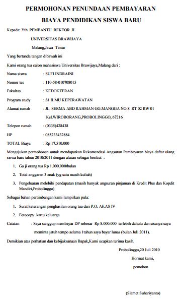 Detail Surat Permohonan Cicilan Biaya Kuliah Nomer 6