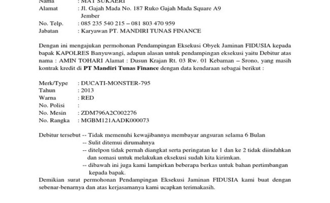 Detail Surat Permohonan Eksekusi Nomer 18