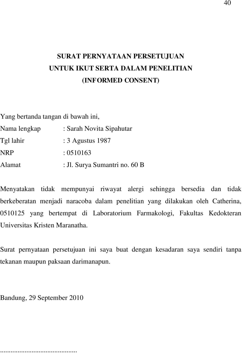 Detail Surat Pernyataan Persetujuan Nomer 11