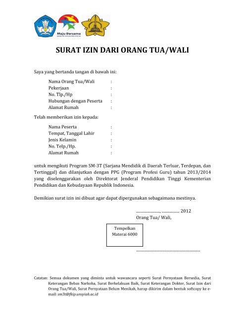 Download Surat Pernyataan Persetujuan Orang Tua Nomer 23