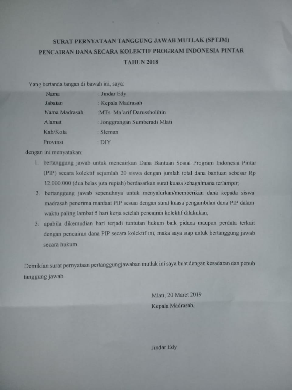 Detail Surat Pernyataan Pertanggungjawaban Nomer 25