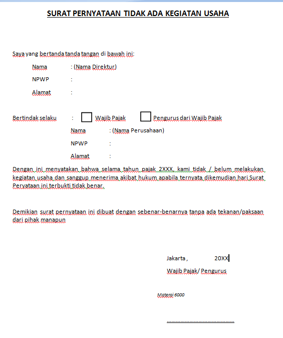 Surat Pernyataan Tidak Ada Kegiatan Usaha - KibrisPDR