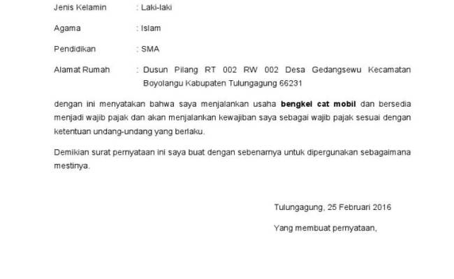 Detail Surat Pernyataan Tidak Ada Kegiatan Usaha Nomer 9