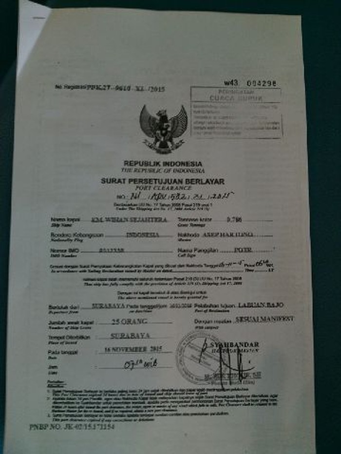 Surat Persetujuan Berlayar - KibrisPDR