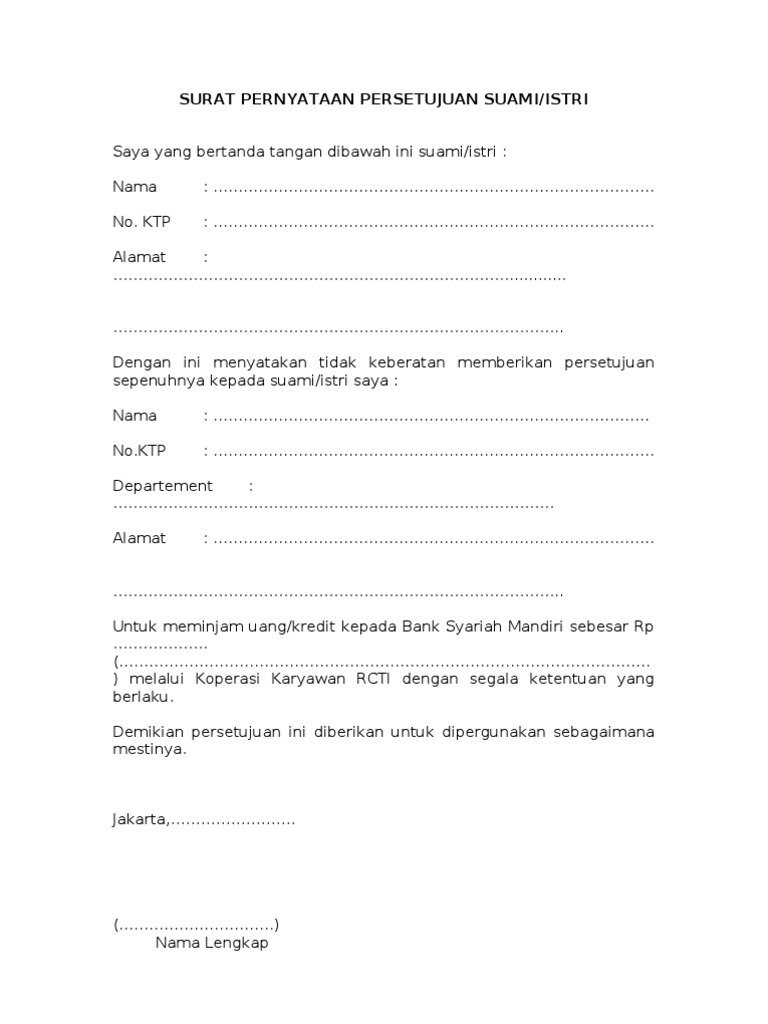 Detail Surat Persetujuan Istri Nomer 2