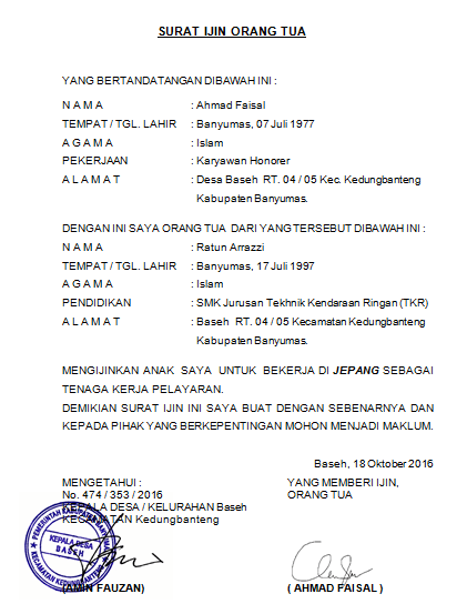 Detail Surat Persetujuan Orang Tua Untuk Menikah Nomer 48