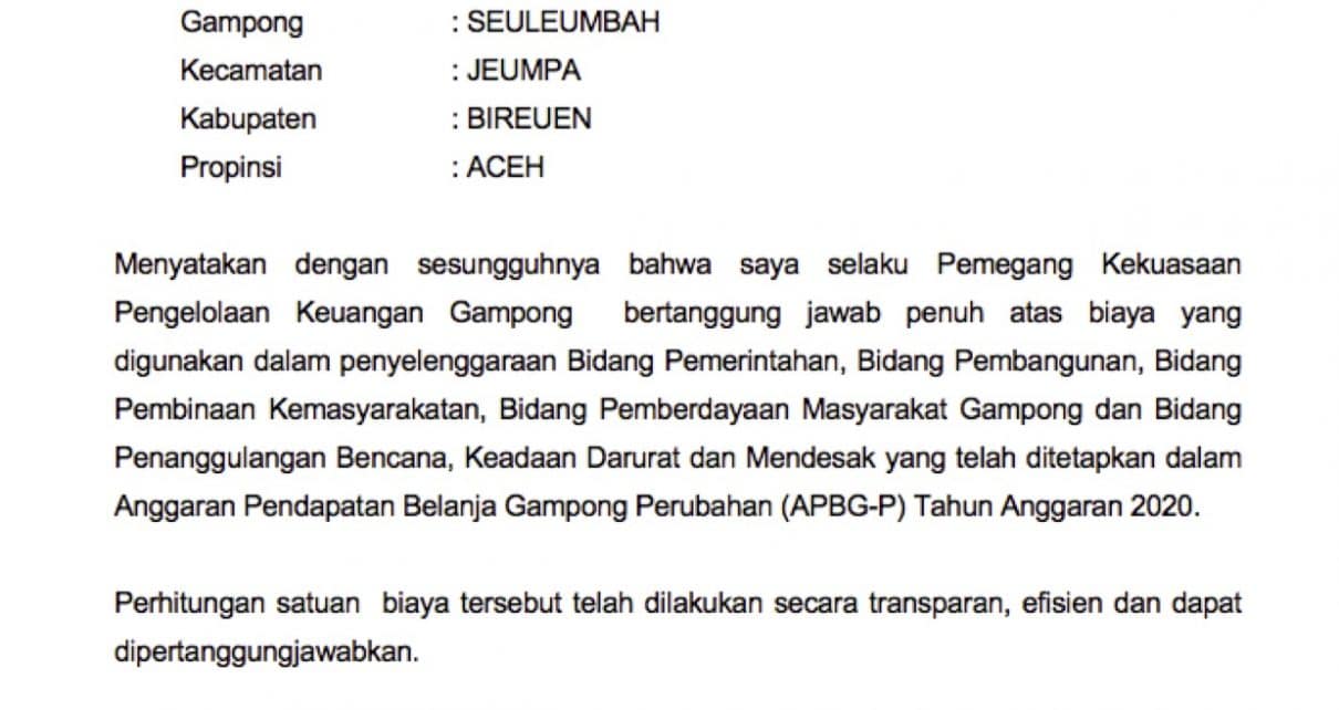 Detail Surat Pertanggung Jawaban Nomer 16