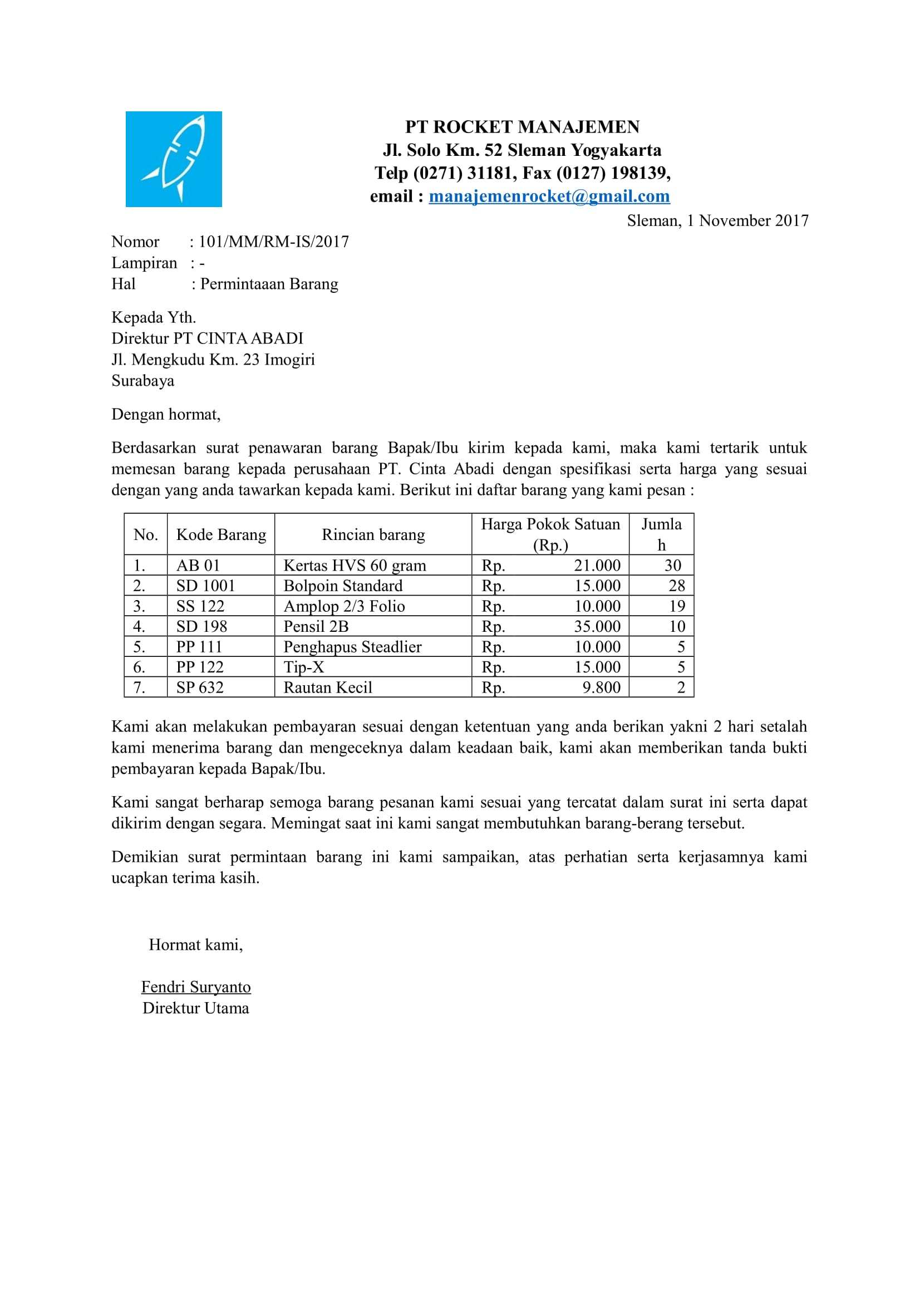 Detail Surat Pesanan Dalam Bahasa Inggris Nomer 35